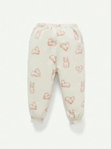 Cozy Pixies Đứa bé gái Đồ họa Hoạt hình Nút phía trước Áo thun & quần - Màu be - Xem 7