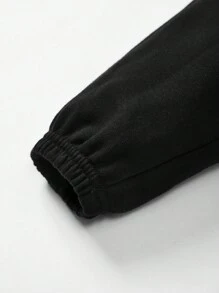 Cozy Pixies 休閒2入組嬰兒女孩字母印花運動上衣和運動褲套裝 - 黑色 - 查看 6