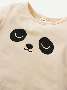 Cozy Pixies Conjunto De 3 Piezas De Camisetas De Manga Corta De Cuello Redondo Suave Tejido De Punto Para Niños, Con Patrones De Animales De Panda, Tigre Y Koala En Caricatura