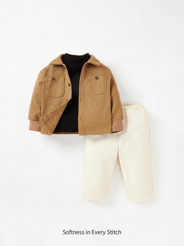 Cozy Pixies Baby Jungen Tasche Flicken, Shirt mit & Hose & Stehkragen, T-Shirt mit