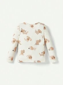 Cozy Pixies Baby Boy Snug Fit Pajama Set With Cartoon Animal Pattern, Including Long-Sleeved Crew-Neck Pullovers And Footed Pants (4pcs) - Multicolor - View 5