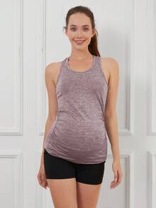 Summer Maternity Leisure Sports Tank Top - Dusty Purple - View 4