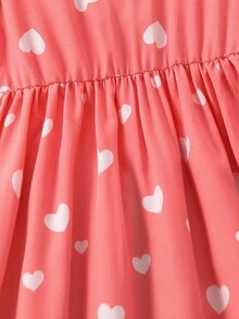 Vestido de fiesta con estampado de corazones para niñas de edad intermedia - Rosa - Ver 5