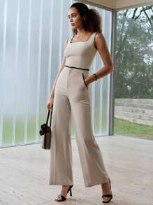 MOTF PREMIUM CONTRAST BINDING TANK TOP - Beige - View 5