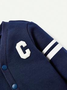 Cozy Pixies 嬰兒男童字母拼接棒球夾克 - 藍色 - 查看 5