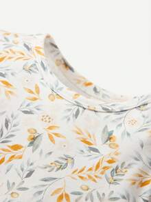 Cozy Pixies Đứa bé gái 3pcs Đồ họa Hoạt hình Áo liền quần chặt - Màu Mù tạt vàng - Xem 6