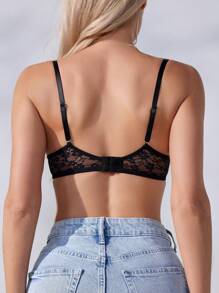 SHEIN Sujetador Con Encaje, Tirantes Espagueti Con Aro - Negro - Ver 2