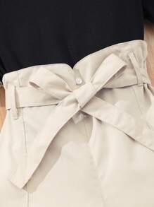 Teen Girls' Solid Color Ruffled Hem Top And Shorts Set