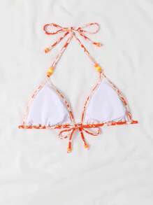 Swim Mod Women Summer Beach Floral Print Bikini Top For Vacation Style