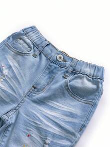 New Casual And Stylish Young Boy Jeans With Paint Splatters, Ripped Details, And Washed Finishing - Light Wash - View 6