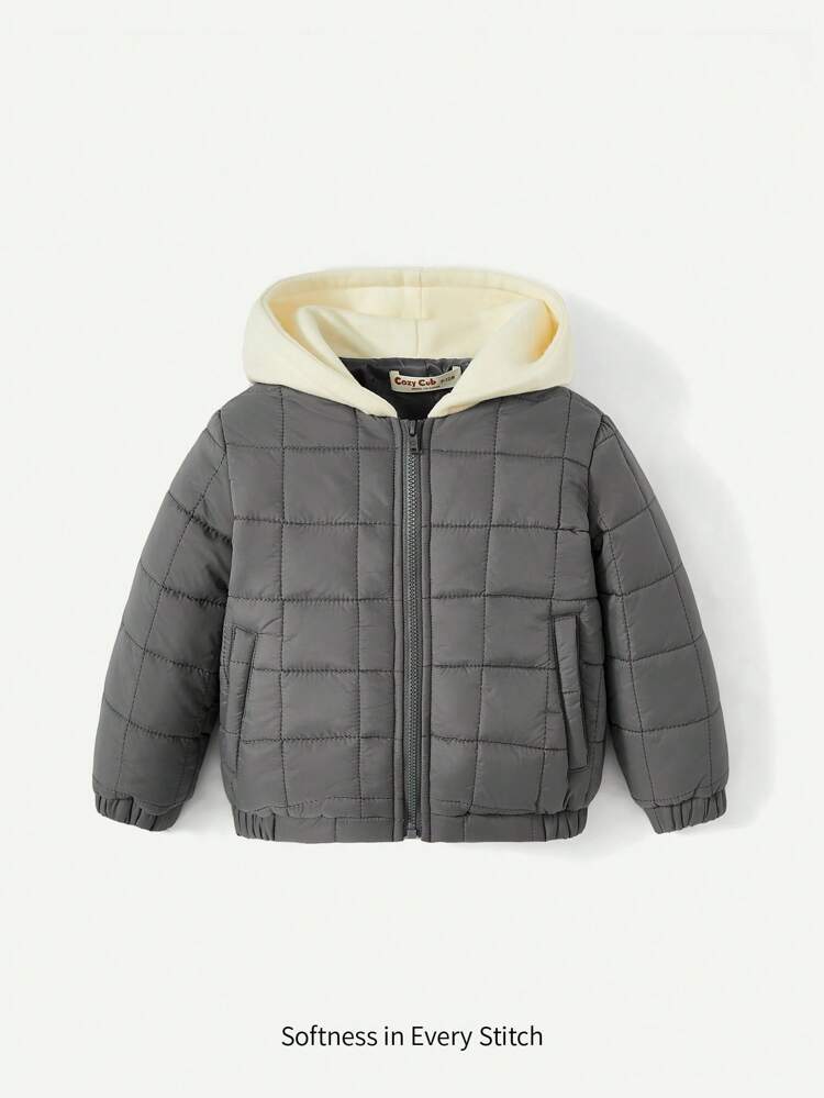 Baby Boy Colorblock Zip Up Hooded Winter Coat