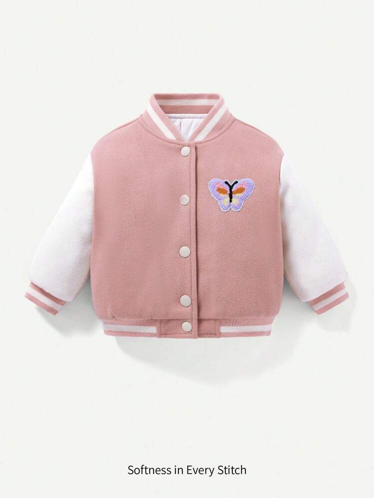 Baby Girl Butterfly Patched Winter Coat