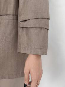 Mulvari Women'S Classic Lapel Collar Long Sleeve Coat - Coffee Brown - View 8