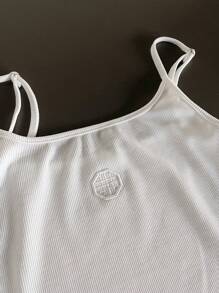 DAZY Áo yếm thời trang dáng ôm mùa hè có chi tiết thêu - trắng - Xem 7