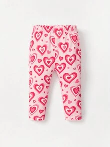 SHEIN Bé gái sơ sinh Đồ họa Trái tim & Chữ cái Bộ áo Tee & quần PJ - Nhiều màu - Xem 10