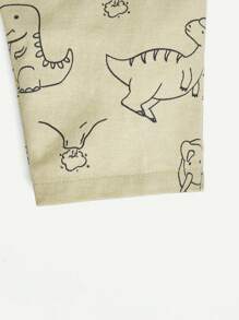 Cozy Pixies 男嬰卡通動物圖案裝飾梭織標純色工作服長褲套裝 - 卡其色 - 查看 4