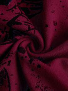 ROMWE Grunge Punk Skull & Floral Print Off Shoulder Tee - Burgundy - View 3