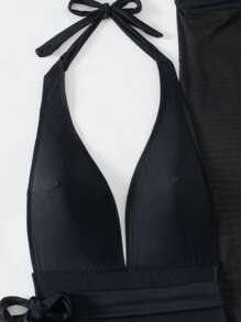 Swim Vcay Costume Da Bagno Intero Con Scollo A V Profondo E Bretelle Al Collo Con Gonna Copri-costo
