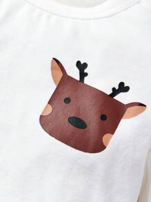 女嬰2入組卡通圖案T恤&2入組長褲 - 白色 - 查看 10