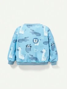 Cozy Pixies Baby Jungen 2 Stück Gestreift & Cartoon Grafik Sweatshirt - Blau - Übersicht 2