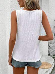 SHEIN LUNE Spring And Summer Fresh And Casual Style Plaid Color Block Comfortable And Breathable Round Neck Basic Tank Top