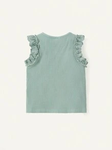 Cozy Pixies Baby Girl Casual Soft Knitted Round Neck Frill Trim Pullover Sweater 3pcs/Set - Apricot - View 3
