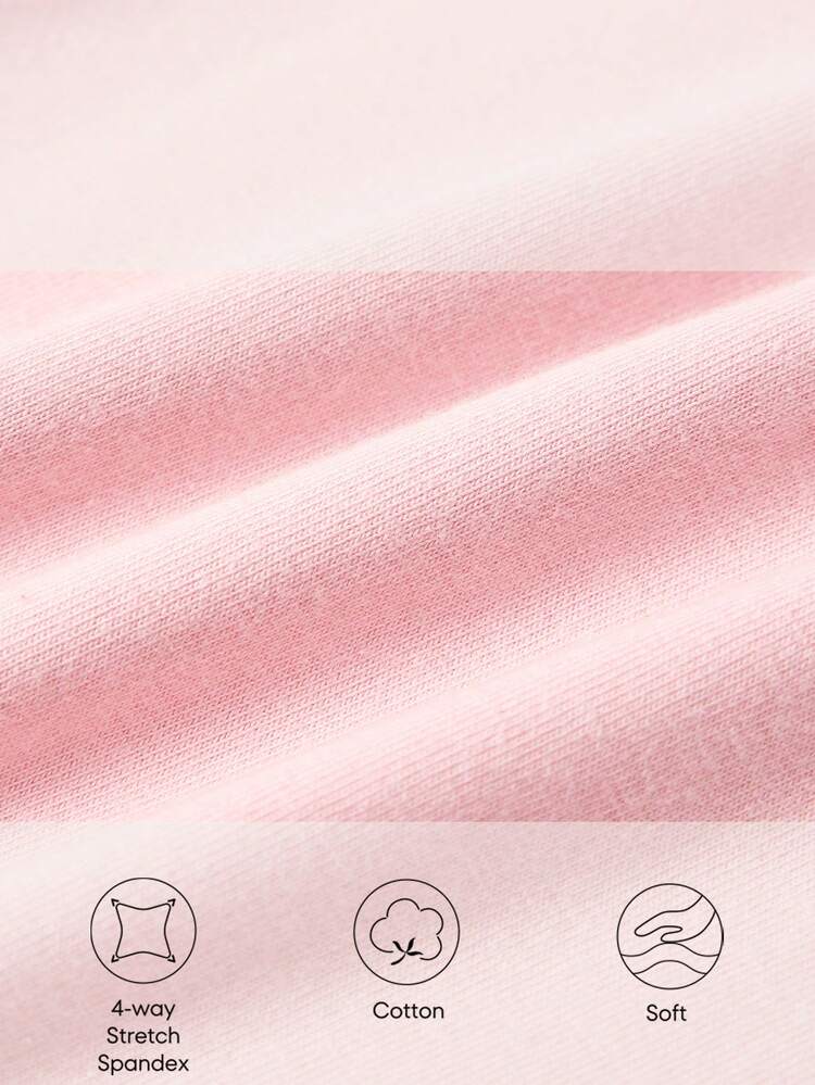 Baby Girls' Letter Printed Round Neck Top And Shorts 4pcs/Set Matching Set