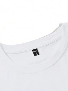 Manfinity Homme Camiseta de manga corta casual para hombres con estampado de la letra Los Ángeles, adecuada para uso diario, primavera y verano, para salir