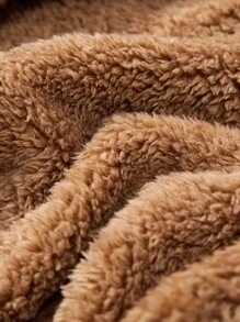 Cozy Pixies Baby Boy Glen Plaid Print Fuzzy Lined Hooded Overcoat Without Tee - Brown - View 9