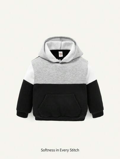 Cozy Pixies Sudadera con bolsillo canguro de bloques de color para niño