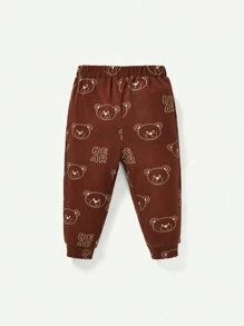 Cozy Pixies Đứa bé trai Đồ họa Chữ cái Bộ đồ liền thân có mũ trùm đầu & In Gấu Quần thể thao - Màu Khaki - Xem 10