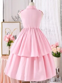 Vestido casual de hombro frío con pliegues y ribete de volante chic para adolescentes con sentido de diseño, primavera/verano