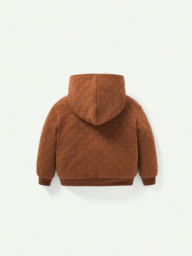 Baby Boy Letter Patched Kangaroo Pocket Sweatshirt