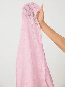 SHEIN Lady Vestido rosado de encaje de manga corta de moda para damas, vestido para invitada de boda - Rosa vieja - Ver 6