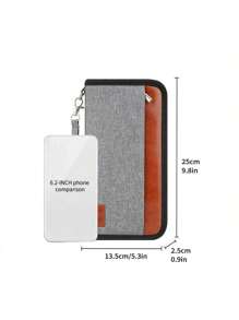 家庭護照夾,rfid 屏蔽旅行錢包,票夾,文件收納袋,帶拉鍊,適合女士男士 - 灰色 - 查看 6