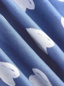 Baby Mädchen Freizeit Ärmelloses Herz Muster Rundhalsausschnitt Volant Saum Krawatte Taille Kleid