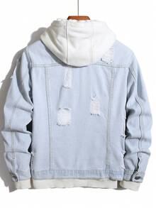 Nam Đúng mốt Mùa Xuân Giải trí Linh hoạt Áo khoác denim - Màu xanh lam - Xem 2