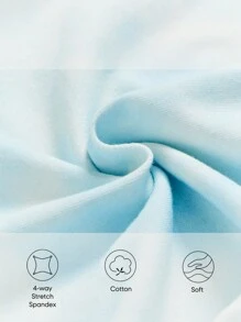 寶寶男孩字母印花圓領長袖連體衣,掀開式肩膀設計 - 藍色 - 查看 9