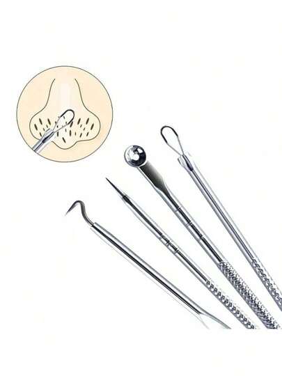 4pcs/Set Pimple Blackhead Acne Removal Needle & Hook For Women's Facial Skin Care, Beauty Tool,Skincare,Room Decor,Home Decor,Bedroom Decor,Bathroom,Christmas Gifts, Bathroom Decor,Travel,Travel Stuff,Wedding,Christmas Party,Mom Gifts,Home,Room,House Decor,Christmas Gift,Gifts For Mom,Birthday,Pink Room Decor,Living Room Decor,Bedroom,Gifts For Men,Dad Gifts,Mushroom,New Years,Mom,Accessories,Gifts For Dad,Friends,Funny Gift,Blackhead Remover,Beauty,Skin Care Products,Spa,Self Care,Skin Care Tools,Face Care,Esthetician Supplies,Skin,Face Wash,Facial