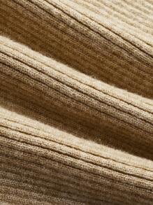 Cozy Pixies Baby Girl Ruffle Trim Ribbed Knit Sweater - Khaki - View 3