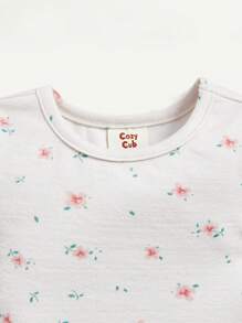 Cozy Pixies 嬰兒女孩緊身純色花卉圖案短袖短褲家居套裝4件套 - 黃色 - 查看 14