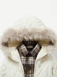 男嬰假兩件仿毛領厚款棉服外套 - 杏色 - 查看 7