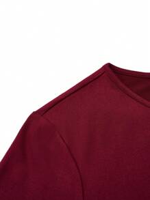 SHEIN Clasi 大尺碼春季休閒印花連衣裙和前開襟外套 - 酒紅色 - 查看 4