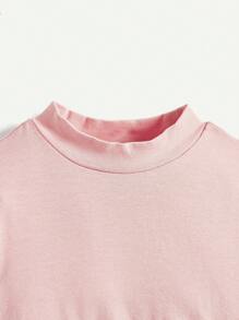 Cozy Pixies Đầm lưới tay dài cổ tròn màu trơn cho bé gái kèm áo vest, 2 món/bộ - Hồng - Xem 3