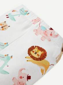 Cozy Pixies 寶寶男孩緊身睡衣套裝,卡通動物圖案,圓領長袖上衣和褲子,4件套 - 藏蓝色 - 查看 10