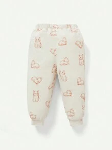 Cozy Pixies Đứa bé gái Đồ họa Hoạt hình Nút phía trước Áo thun & quần - Màu be - Xem 4