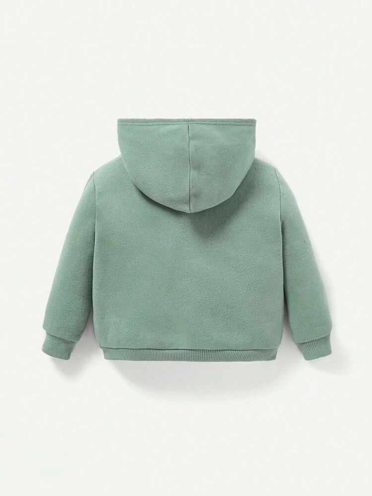 Baby Boy Solid Patched Detail Kangaroo Pocket Sweatshirt