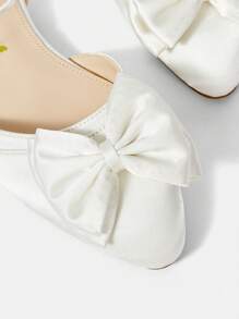 SheIn MOD Women'S Flat Pointed Toe Bow White Shoes With Ankle Straps, Campus Style Cute Casual Shoes Vacation Shoes Summer Spring Shoes Spring Break Easter - White - View 7