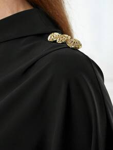 性感简约不对称领口纯色女式连衣裙黑色优雅长袖正式晚会舞会婚礼宾客礼服，适合毕业典礼、晚宴派对 - 黑色 - 查看 4