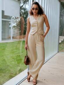 MOTF PREMIUM BUTTON FRONT V NECK TANK TOP - Yellow - View 2